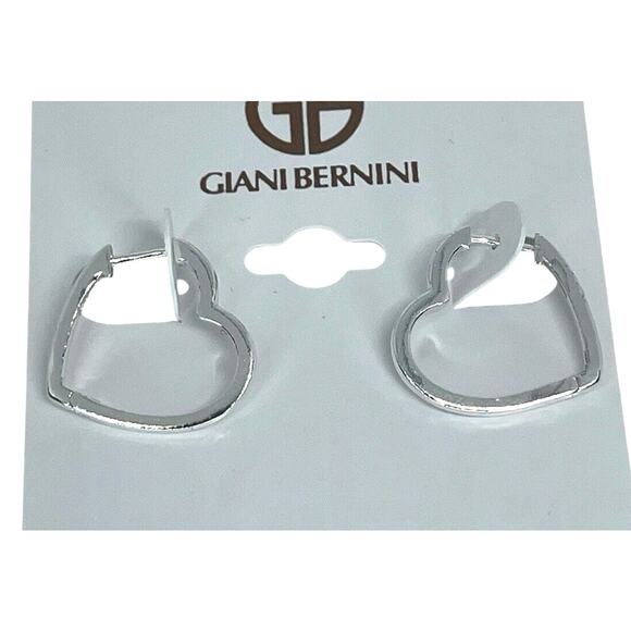 Sterling Silver Heart Hoop Earrings Chic Trendy Fashion Stylish Minimal NWT - Picture 4 of 12